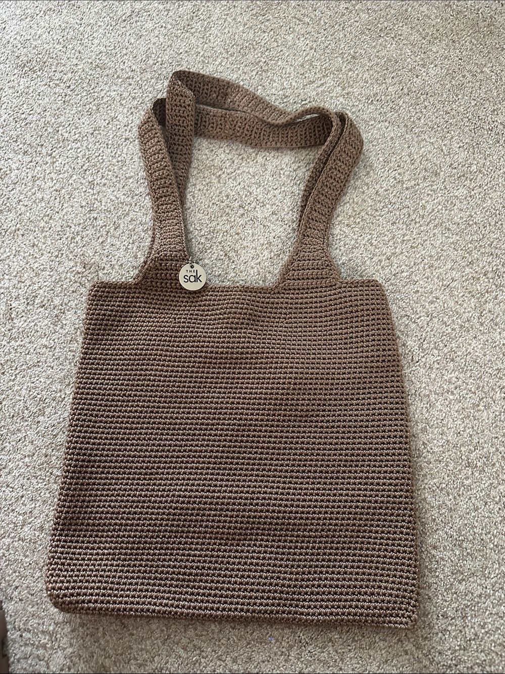 Vintage The Sak Crochet Tote in Taupe Brown